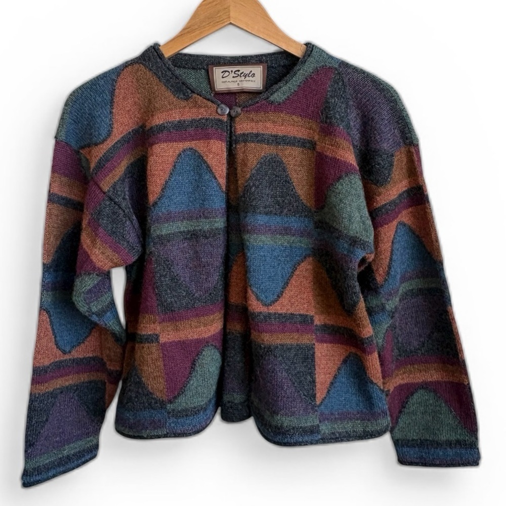 Vintage D’Stylo 100% Alpaca Cardigan Cropped Sweater Small